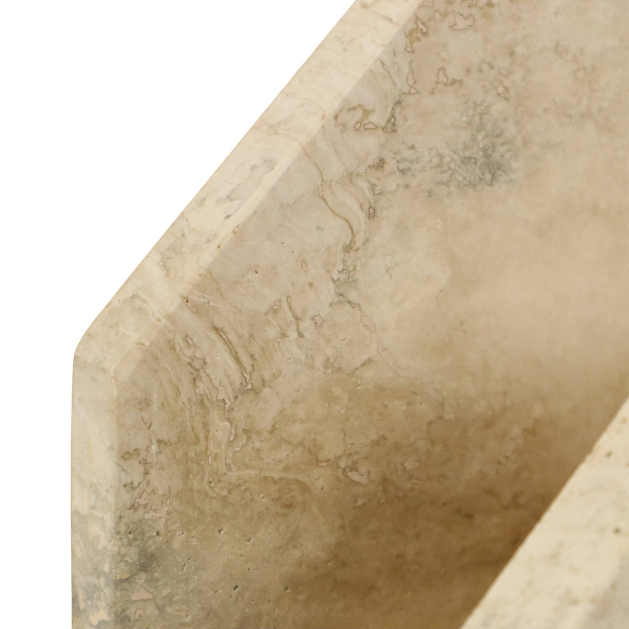 Vintage Travertine Natural Stone Magazine Rack – 1970s