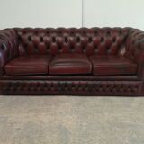 Burgundy leather chesterfield sofa