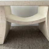 Vintage travertine and beveled glass coffee table
