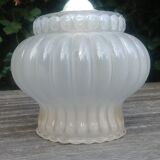 Suspension in vintage frosted glass 70s