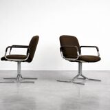 Pair of Vintage Mid-Century German Modern Fabric and Aluminium Chairs Mauser