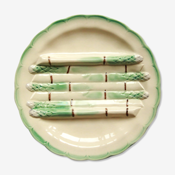 Assiette asperge terre de fer longchamp barbotine