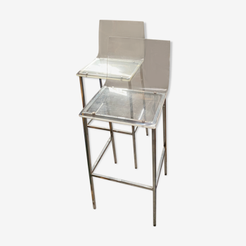 Ensemble de 2 tabourets de bar vintage en Plexiglas