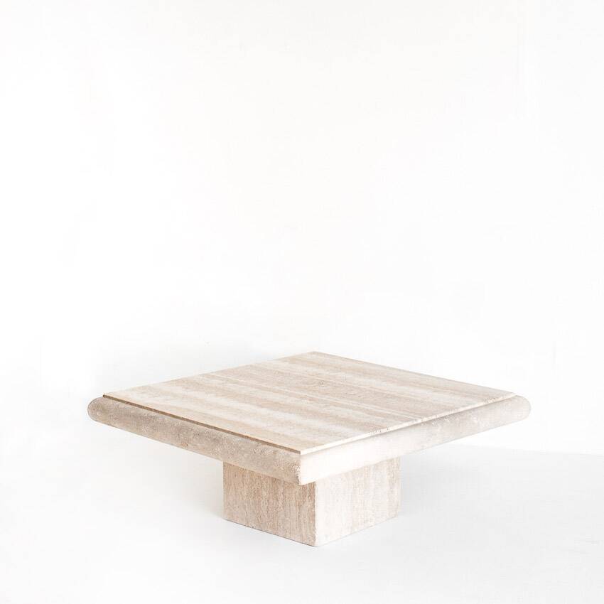 Large vintage travertine marble coffee table. Italy, 1980s