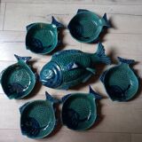 Service poisson ancien 7 pièces en céramique du Portugal