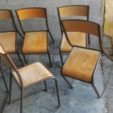 Series of 8 stackable vintage chairs