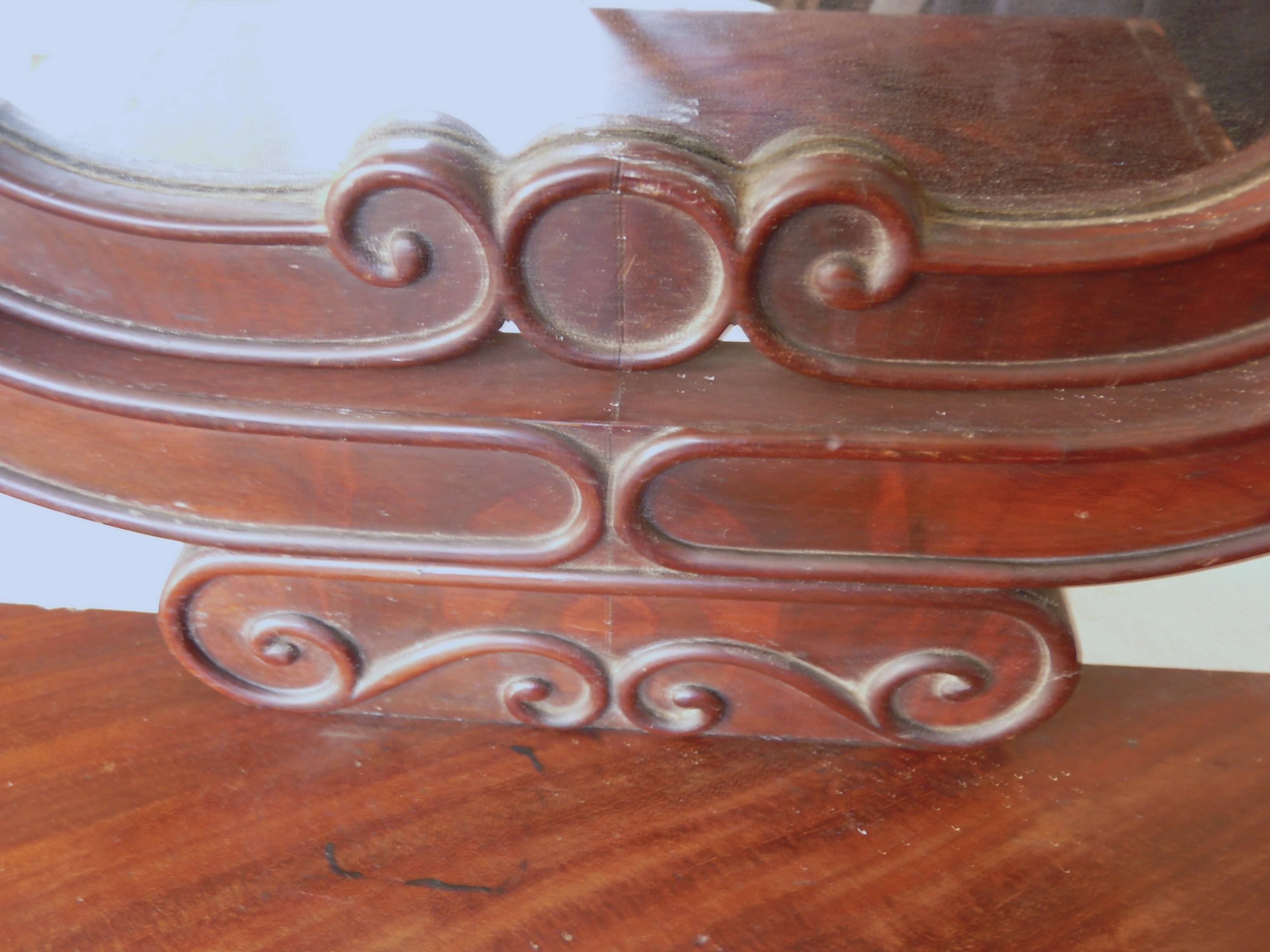 Coiffeuse de table avec miroir Napoléon III placage accajou