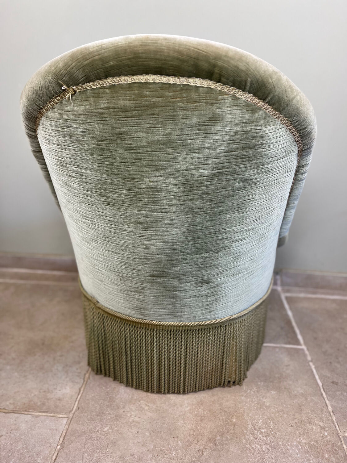Fauteuil crapaud en velours vert