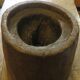 Carved antique tree stump coffee table with circular glass top