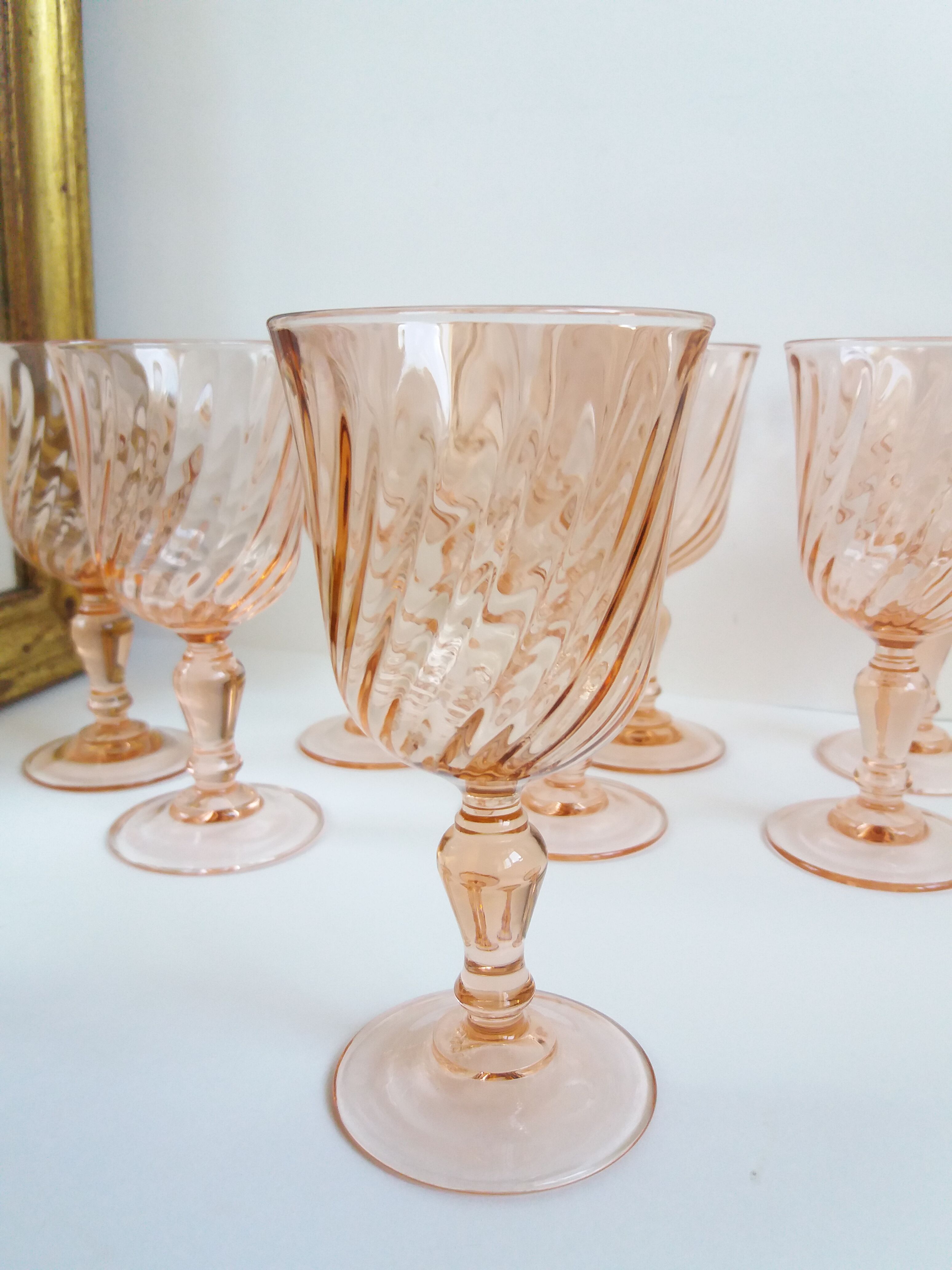 Set 8 verres à vin rose poudré