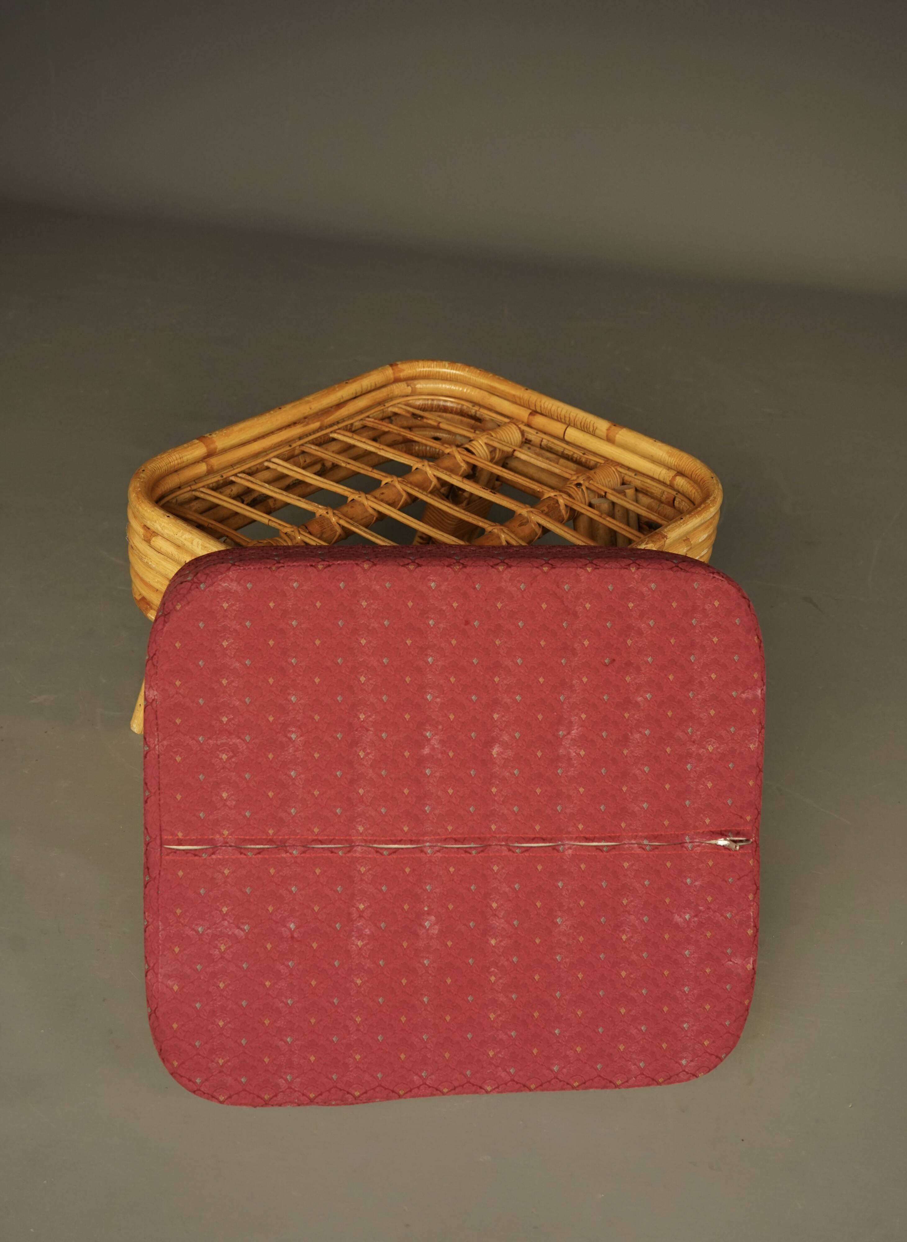 Bohemian Bamboo stool footstool. 1960s