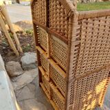 Wicker chest of drawers and rope