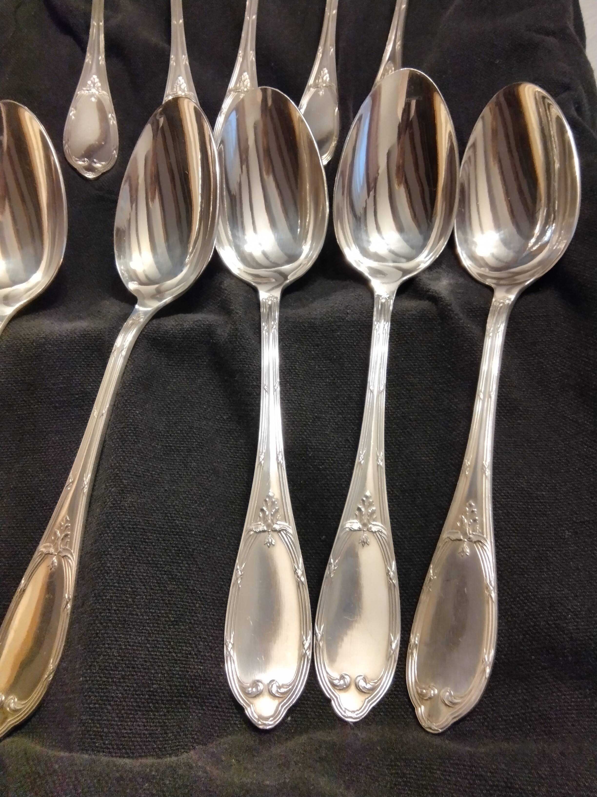 12 silver-plated metal tablespoons by Félix Frères