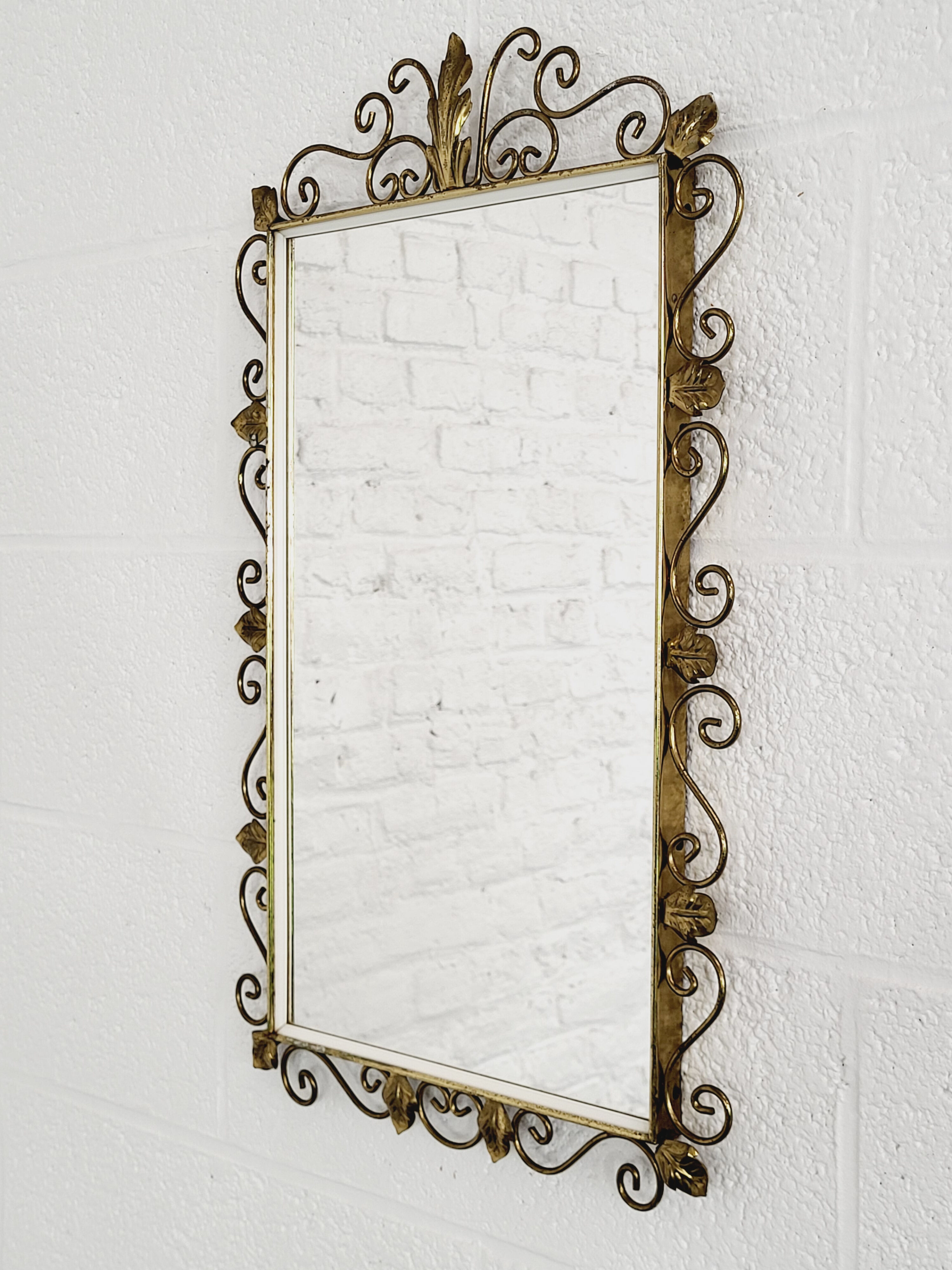 Rectangular mirror 50s - 60s on brass frame