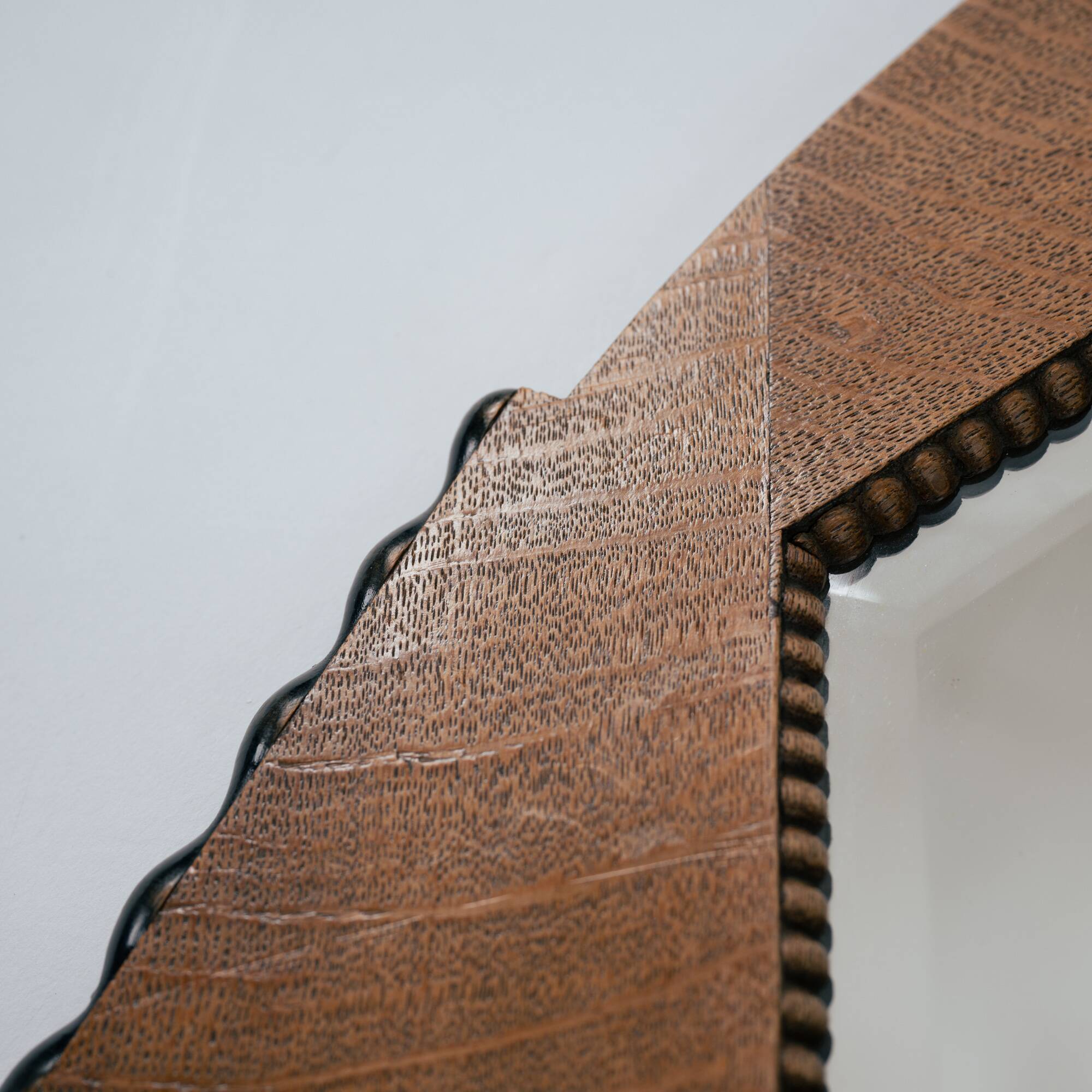 Dutch Art Deco Mirror in Oak with Ebonized Details, 1920-1930