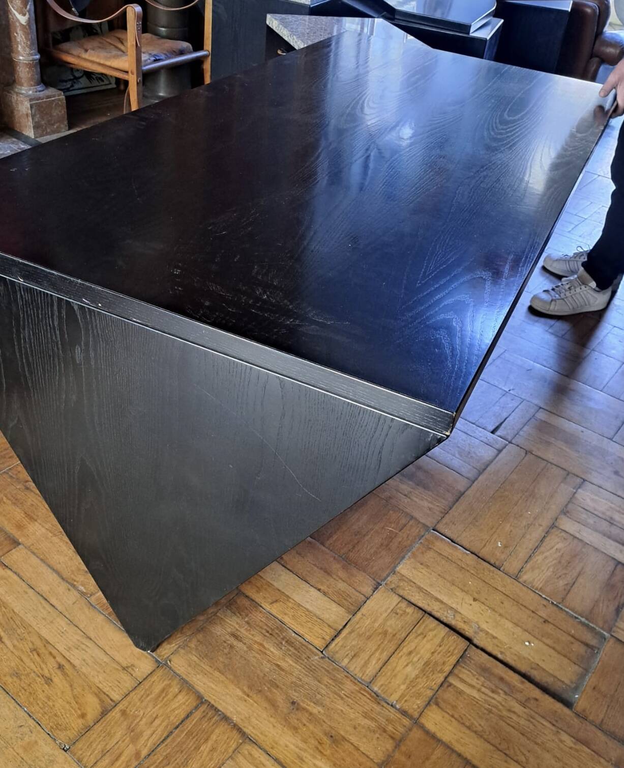 Large lacquered wood and granite desk 1980