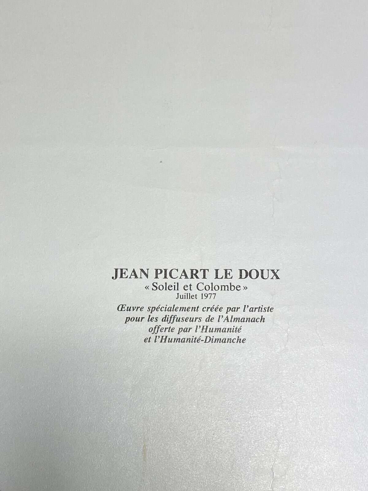 Poster jean picart the sweet "soleil and colombe" july 1977, "humanity"