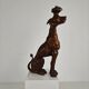 Statue de lévrier en bois sculpté à la main - XXe siècle