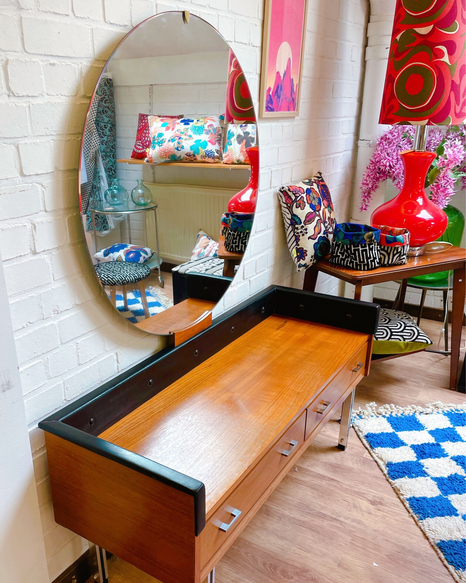 Vintage dressing table with a giant mirror.