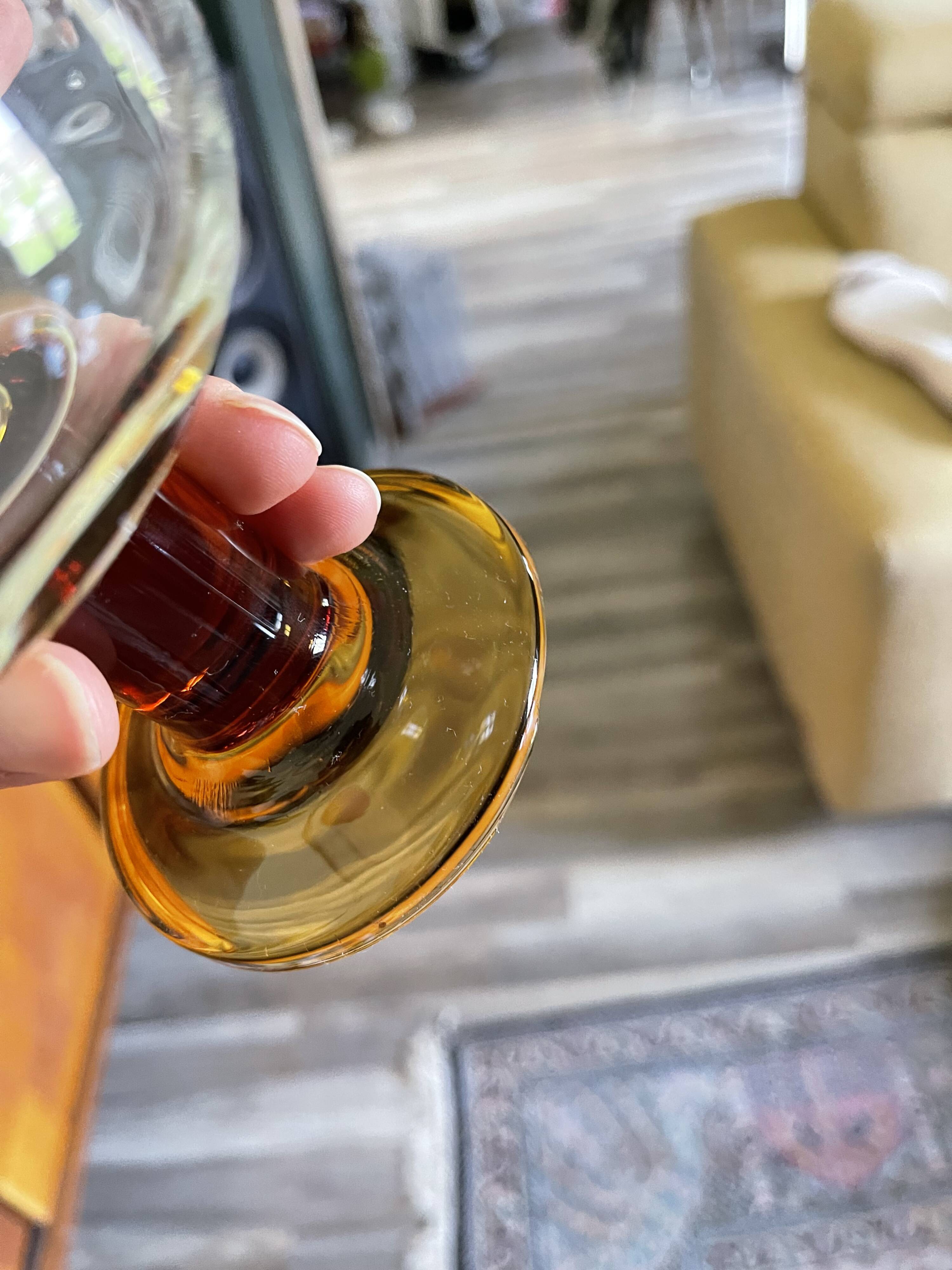 5 amber block glasses from the 1970s