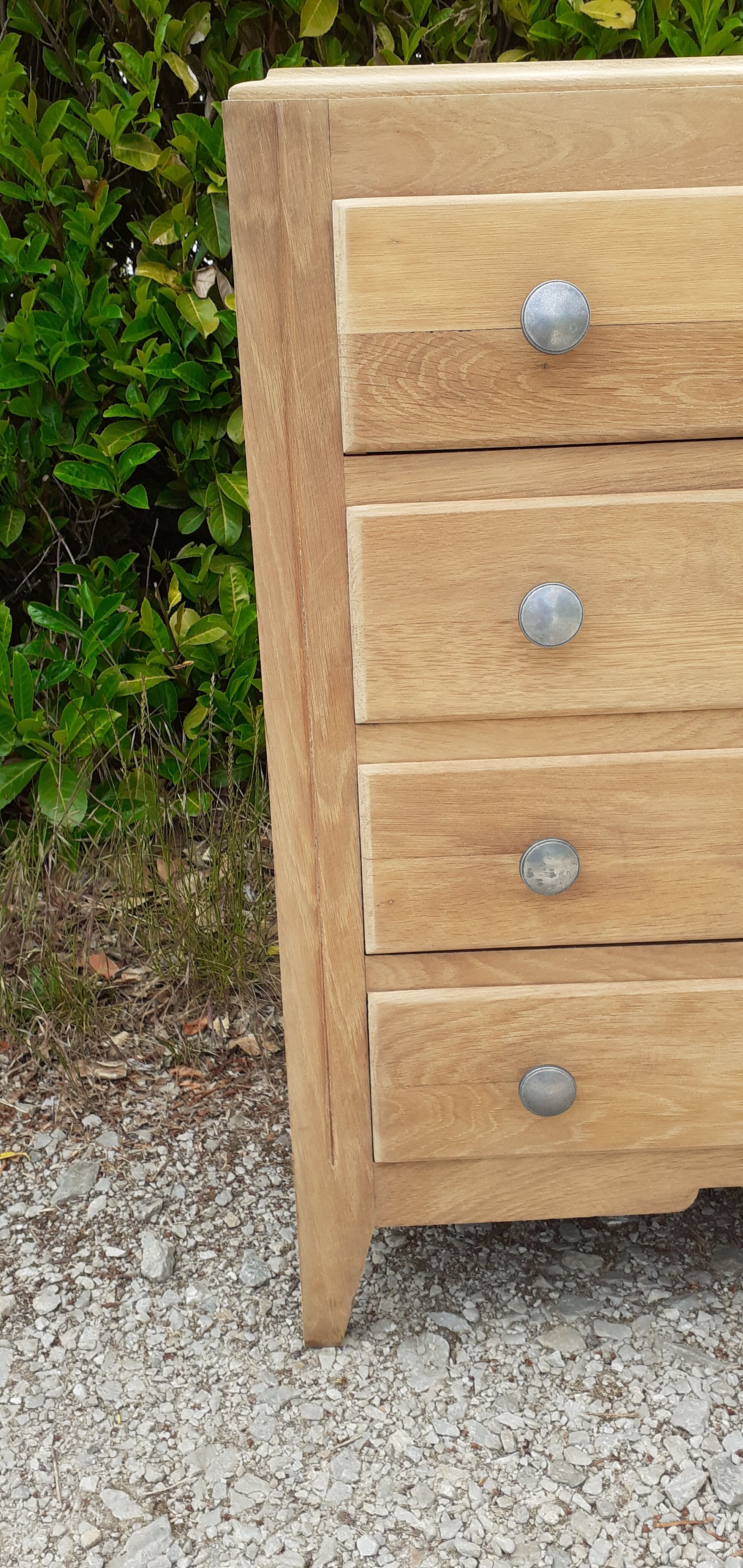 Chest of drawers 4 drawers oak feet compass vintage raw wood