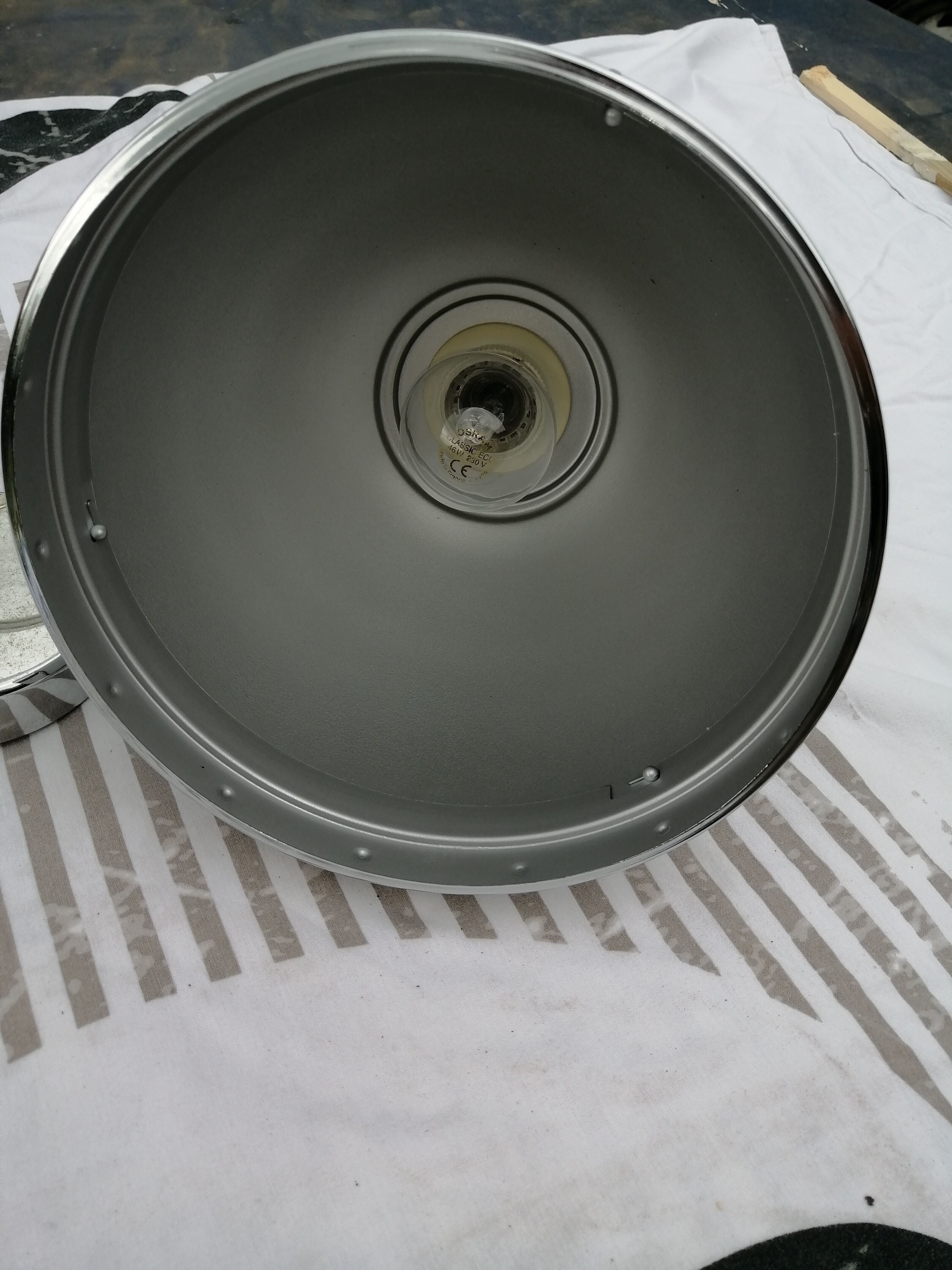 White and chrome industrial suspension