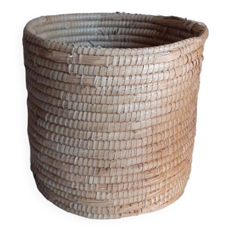 Panière corbeille ronde vintage en paille