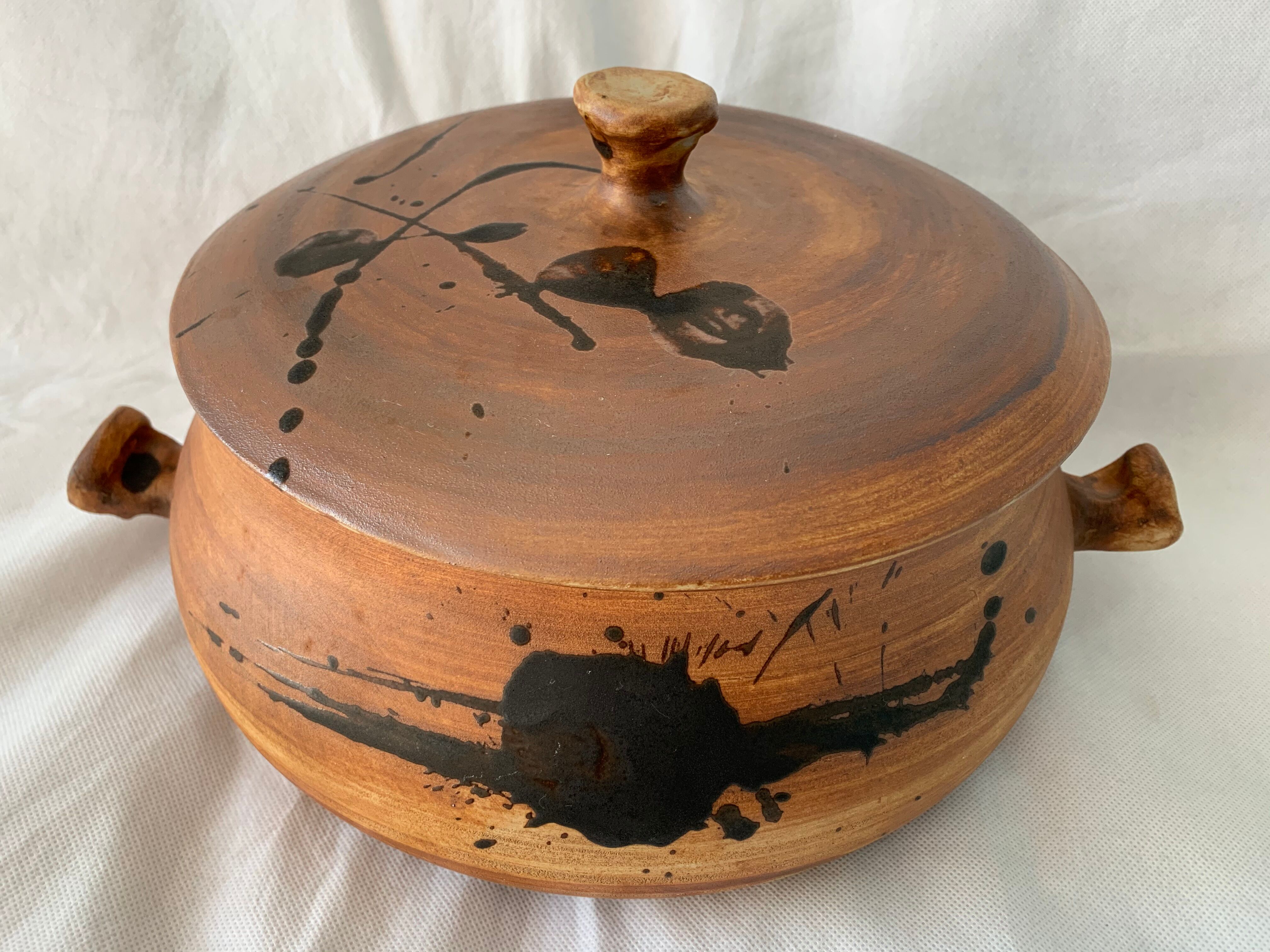 Service dish enamelled sandstone Pottery of the Vallauris Dove