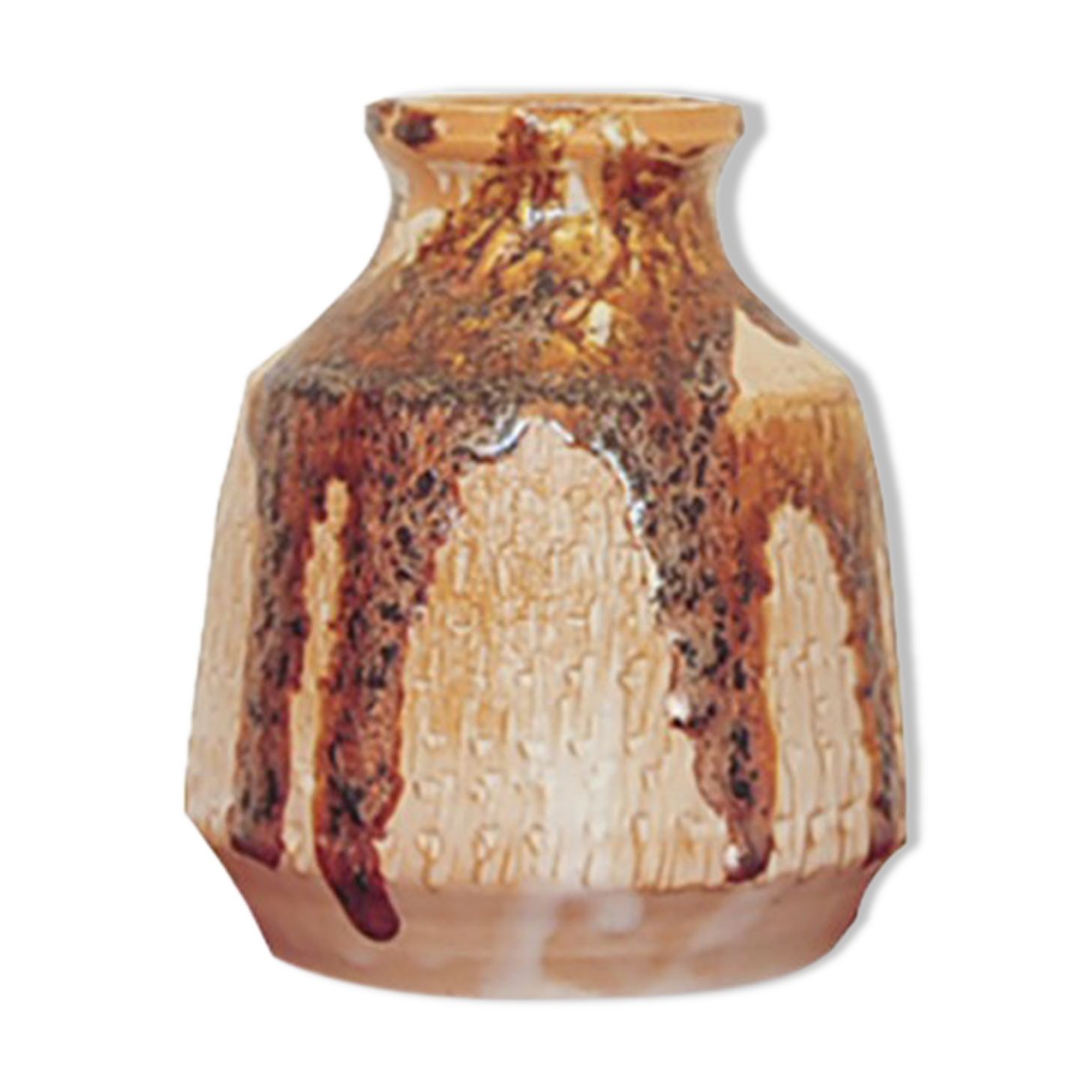 Vintage salmon pink and brown ceramic vase from Denmark