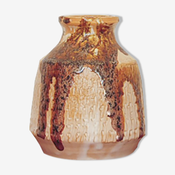 Vase vintage en céramique rose saumon et marron du Danemark