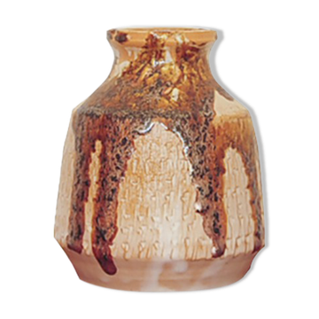 Vintage salmon pink and brown ceramic vase from Denmark