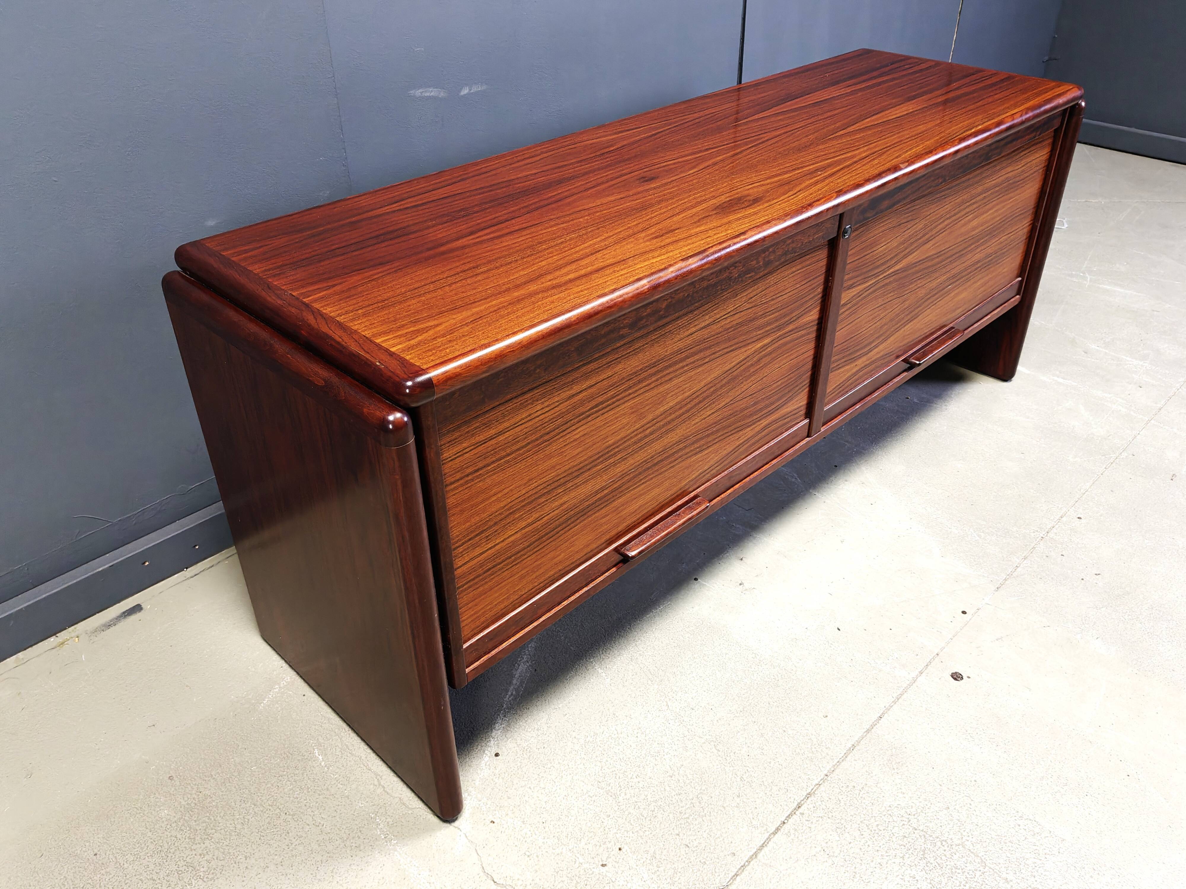 Rosewood Credenza With Vertical Tambour Doors by Dyrlund, 1960s