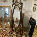 Rattan psyche mirror