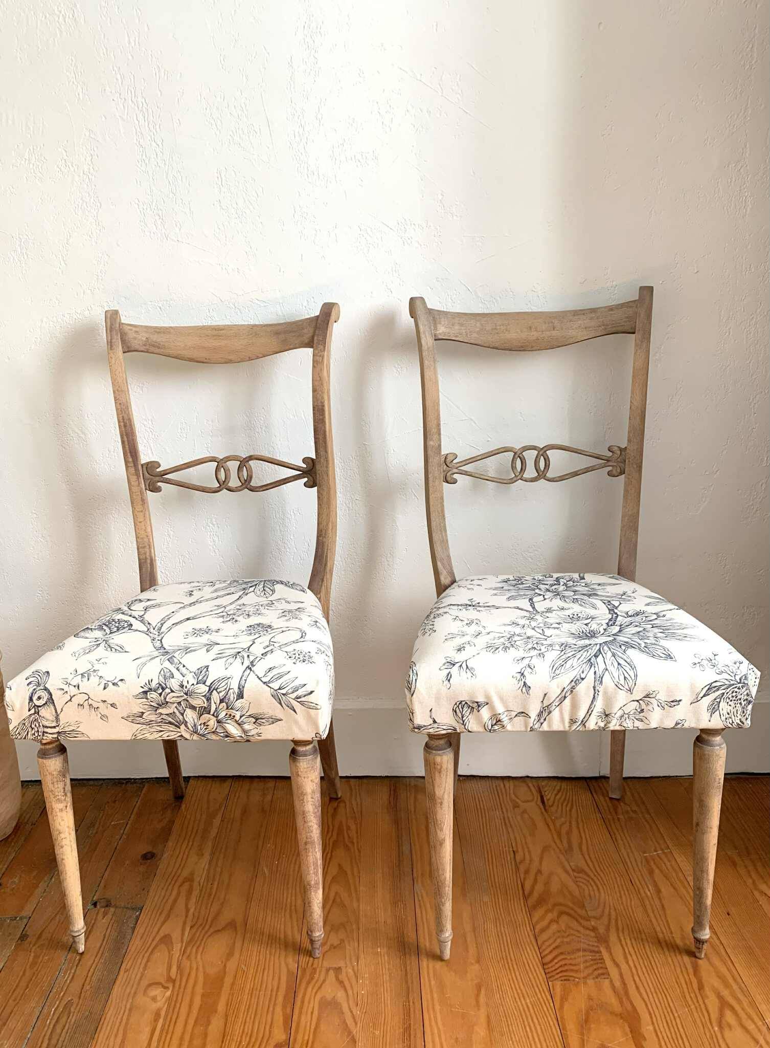 Pair of antique chairs, floral fabric