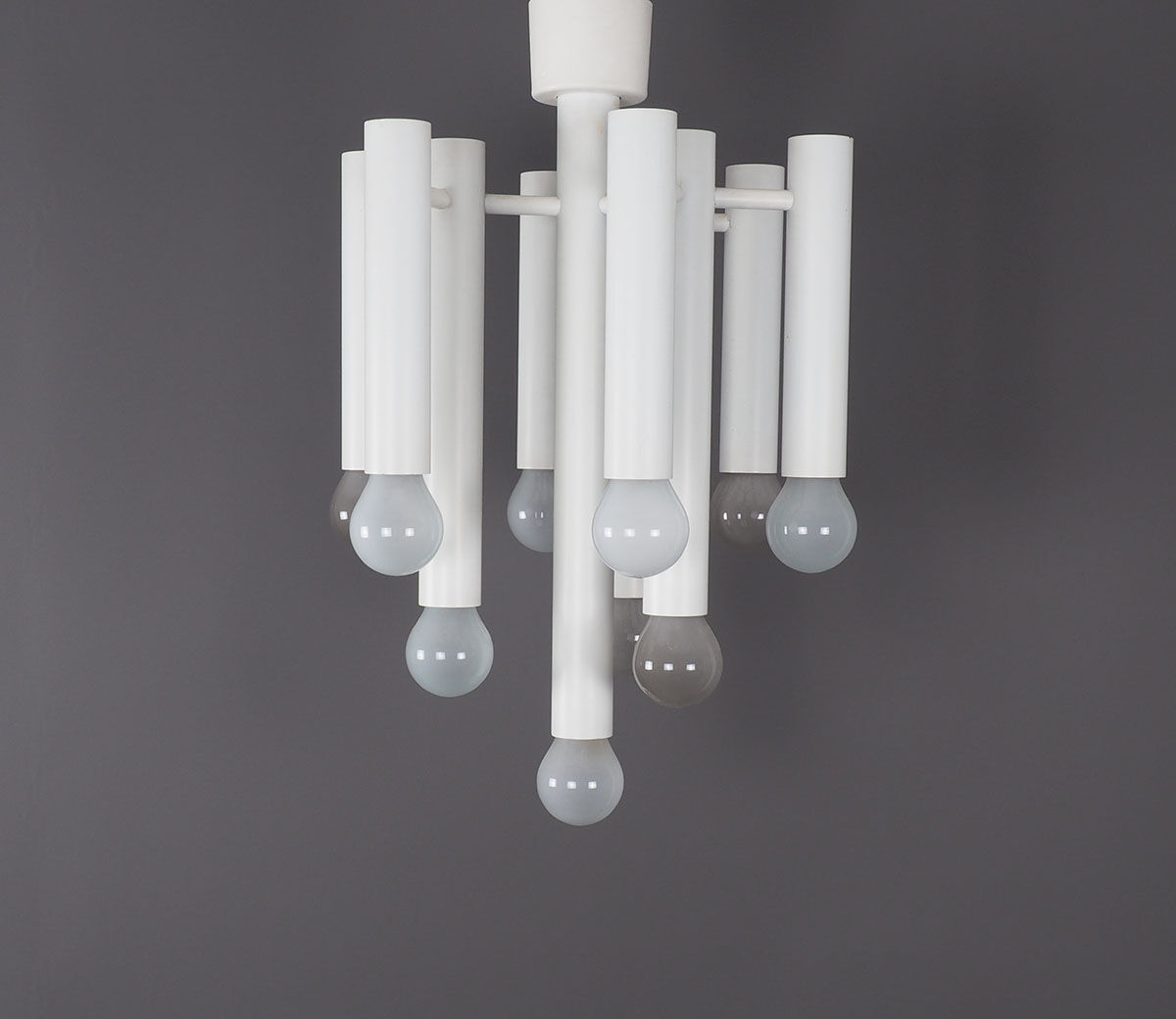 Plafonnier en métal blanc par Temde, années 1970