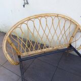 Vintage single bed in rattan