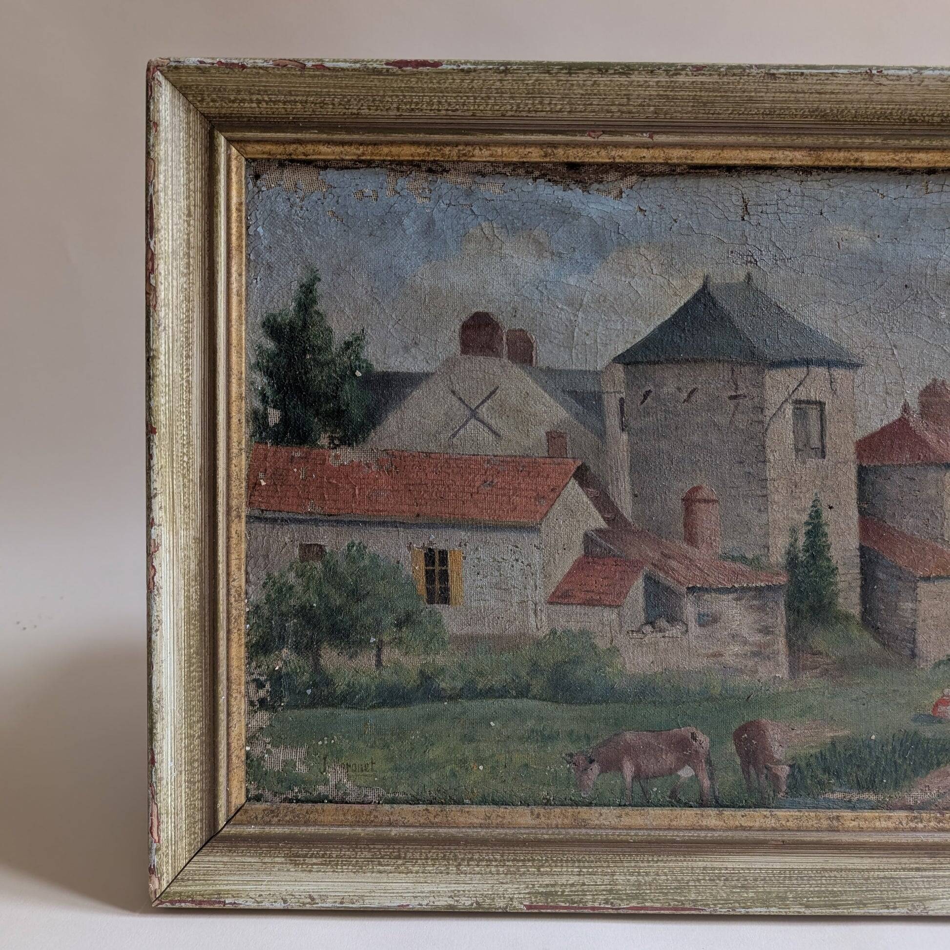 Old painting, village