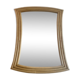 Vintage flared mirror, rattan, France 1970
