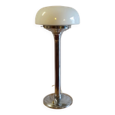 Table lamp in Bauhaus style with chrome metal and opaline globe - mid 20th century.