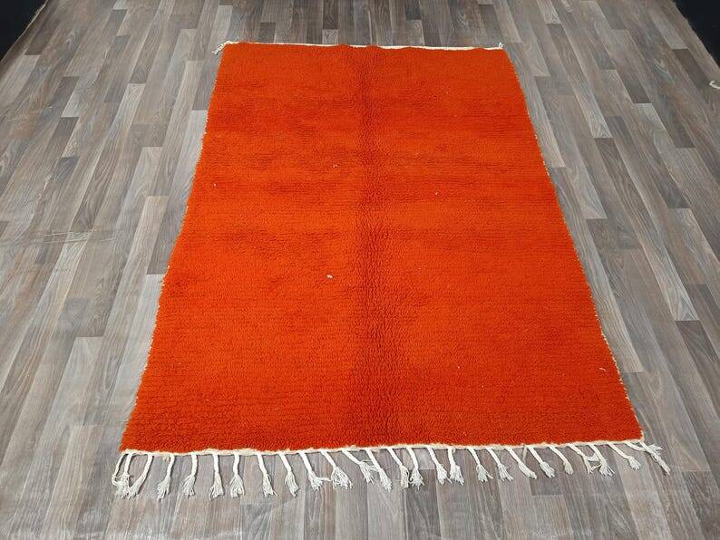 Handwoven Berber rug, traditionally woven, size 150 x 250 cm, orange