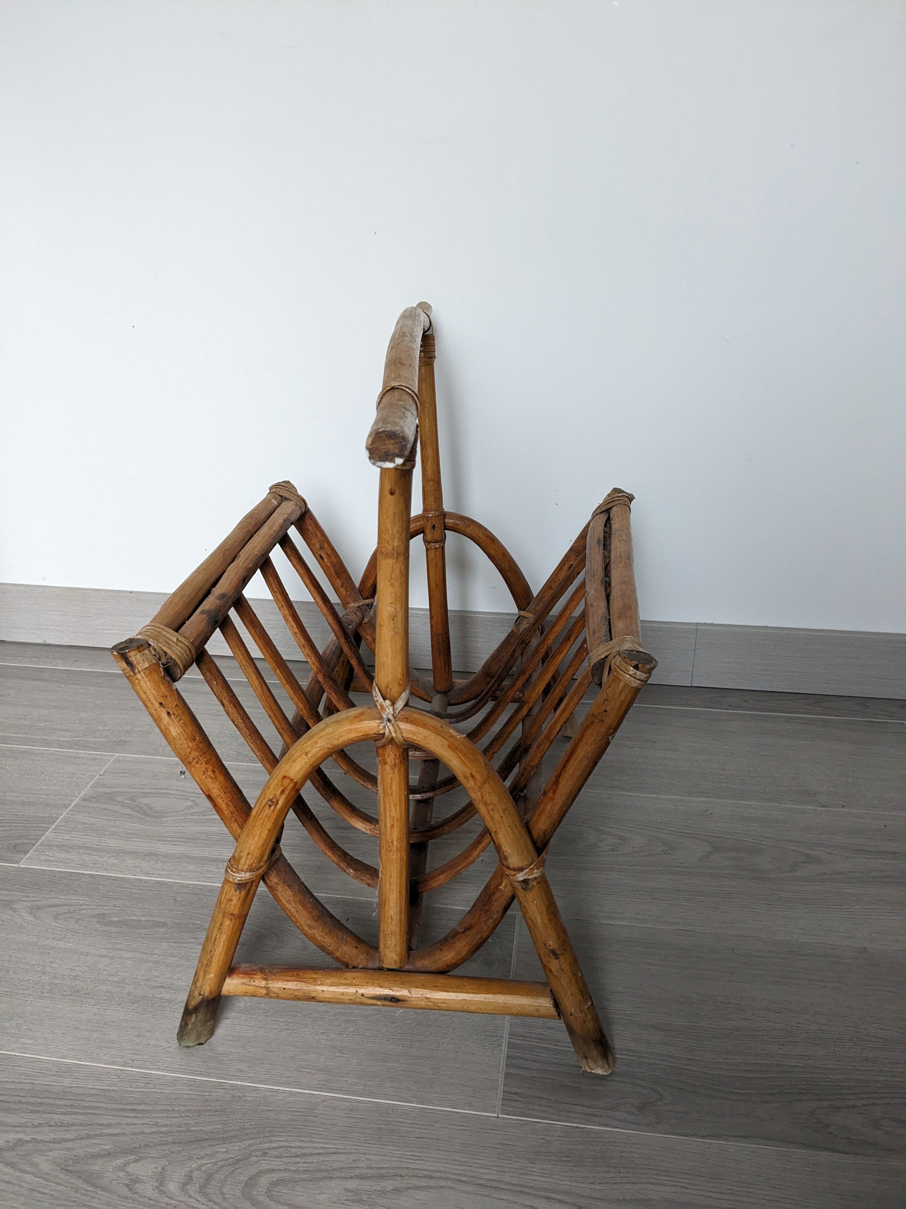 Vintage rattan magazine holders