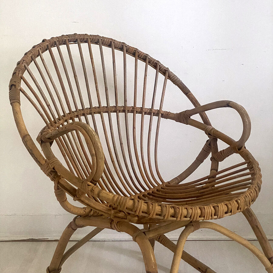 Vintage rattan armchair 60's