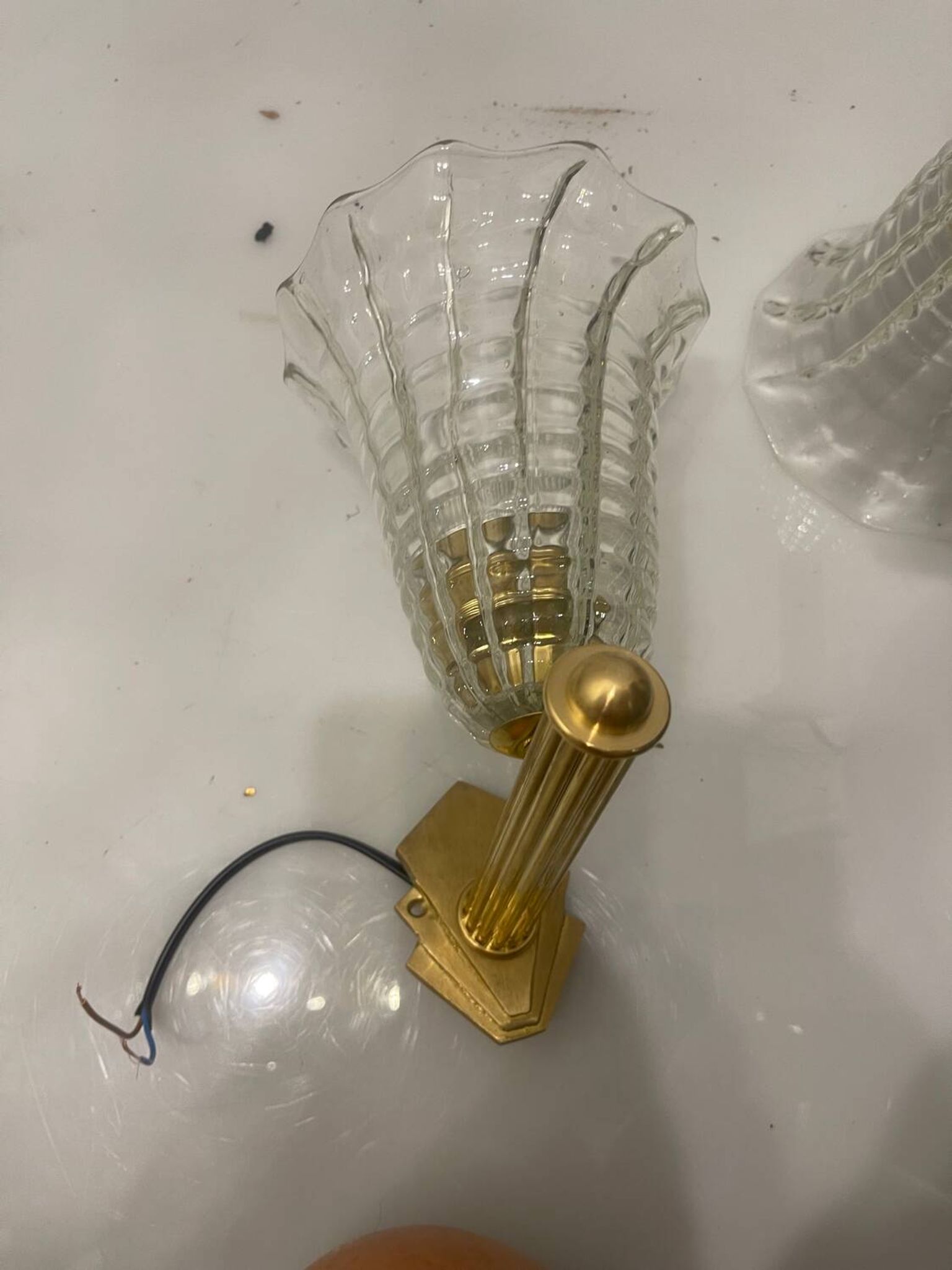 Murano Glass Brass Wall Sconces Set of 2 1980’s