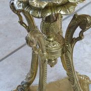 Lampadaire bronze et porcelaine bleue début XXème