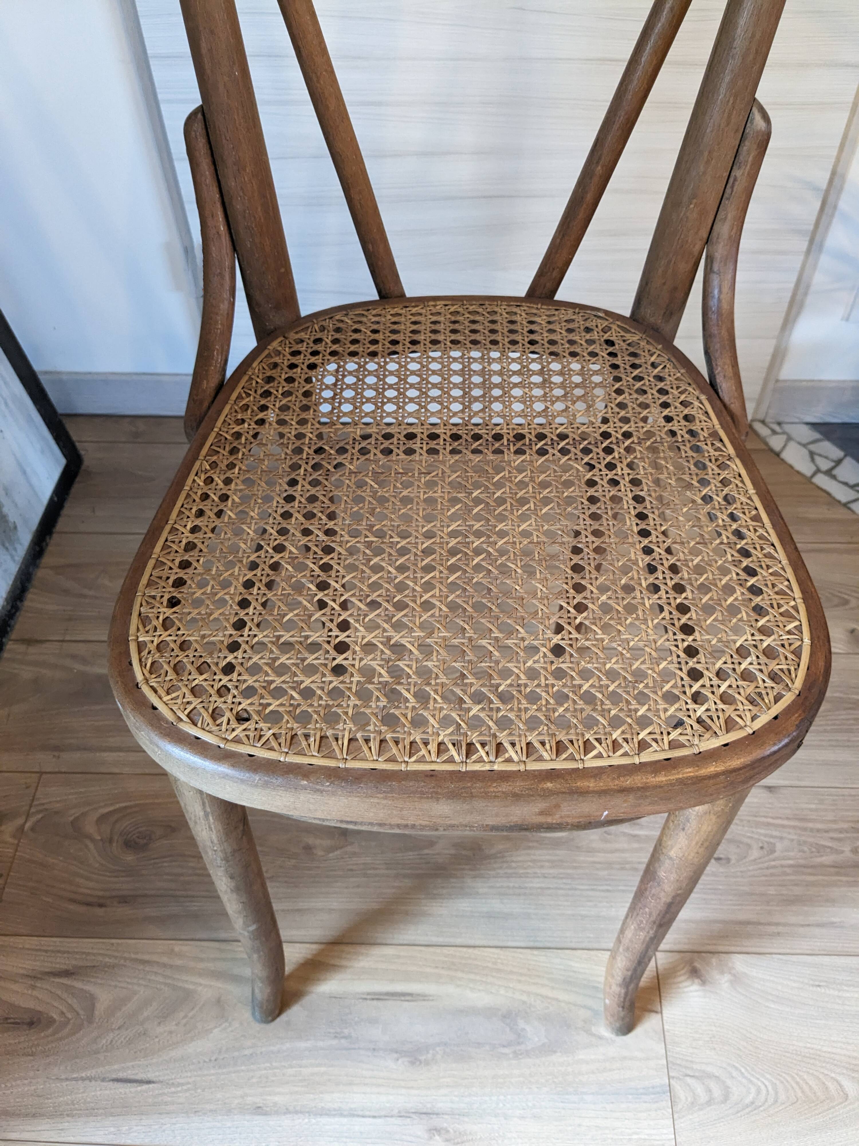 High cane bistro chair and curved wood