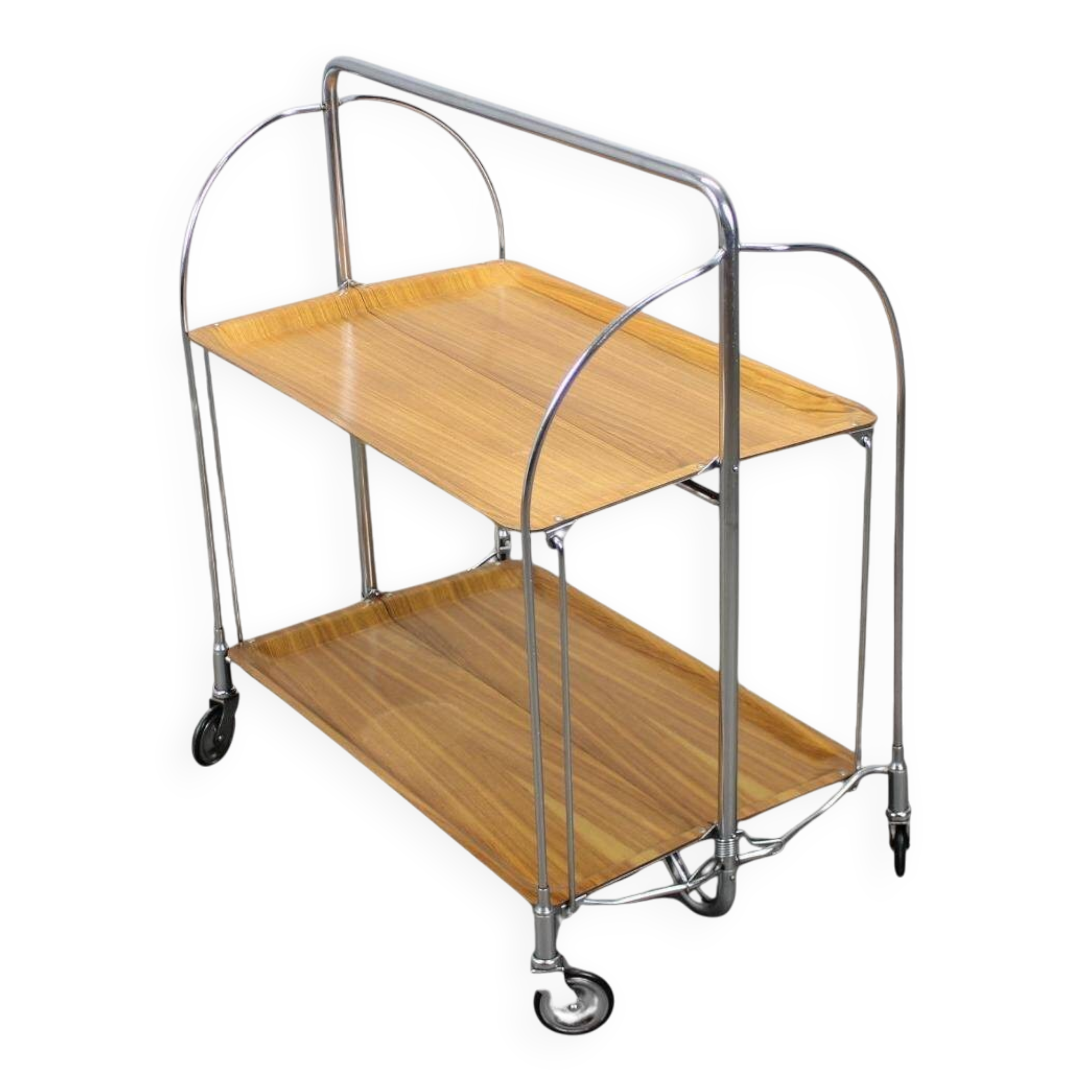 Vintage chrome folding service trolley, 1950s