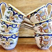 6 old Devres Fourmaintraux Rouen coffee cups Dinan model 19th century