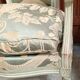 Pair of large Louis XVI armchairs in water green and cream wood.