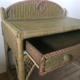 Desk, rattan and vintage wicker