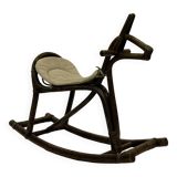 Midcentury bamboo rattan rocking horse 60's design children